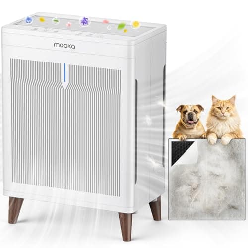 MOOKA Air Purifiers for Home Bedroom Large Room 3000 Ft², Double-Sided HEPA Air Cleaner with Washable Pre-Filter, PM2.5 Air Quality Monitor, Auto Mode, 20dB Air Filter for Pets Hair Odor Dust, HKB320F - Image 1