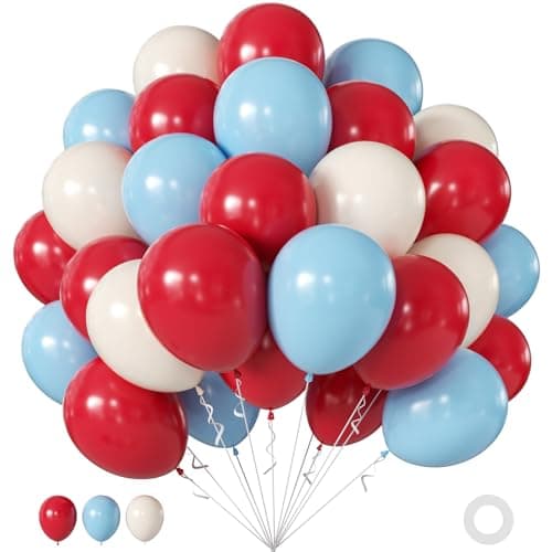 60Pcs Red White and Blue Balloons,12Inch Cherry Balloons for Baby Shower Wedding Galentine's Bridal Shower Cherry Birthday Party Decorations