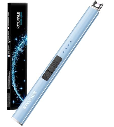 Electric Candle Lighter USB Rechargeable Plasma Arc Windproof Flameless with Safety Lock Ideal for Candle BBQ Camping Birthday Housewarming Gifts for Women & Men (Sierra Blue, 1 Count) - Image 1