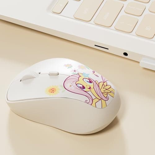 My Little Pony Fluttershy Rechargeable Wireless Mouse - 4-Button Silent Click Mouse with 3 Adjustable DPI (1000/1200/1600), 2.4GHz Wireless for Windows/Mac - Compact & Ergonomic Design, Cream - Image 1