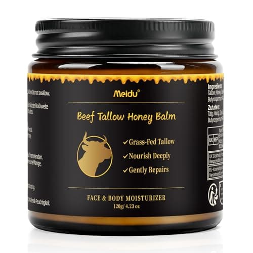 Tallow and Honey Balm, Beef Tallow for Skin, Tallow Face Moisturizer with 100% Organic Grass-Fed Beef Tallow & Raw Wild Honey, Natural Formula for Face & Body for Men Women, 4.2 Fl Oz (Pack of 1)-120g - Image 1
