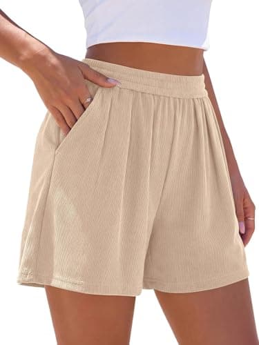 PRETTYGARDEN Womens Shorts Casual Dressy High Waisted Wide Leg Ruffle Comfy Sleep Lounge Shorts Summer Beach Clothes (Apricot, Small) - Image 1