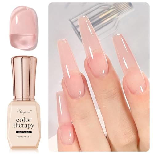 SHOYUM Sheer Nude Rose Gel Nail Polish LED UV Gel Soak Off Clear Nude Pink French Manicure Jelly Nail Gel Polish Varnish Curing Requires 1pcs 15ml for Home Salon Nail Art DIY X12 - Image 1
