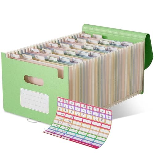 EcoStash Accordion File Organizer, 26 Pockets Wheat Straw Expanding File Folder, Monthly Bill Receipt Organizer, A-Z Tabs, 100% BPA Free, Return to Nature, Healthy Living, Letter/A4 Size - Mint Green - Image 1