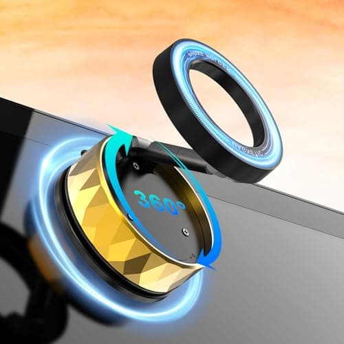 Bensejk Vacumm Magnetic Phone Holder | Car Phone Holder for iPhone with MagsafeใNano Glue& Suction Cup & Strong Magnet & 360ยฐAdjustmentใ Apple Phone Mounts of Car Accessories(Golden) - Image 1