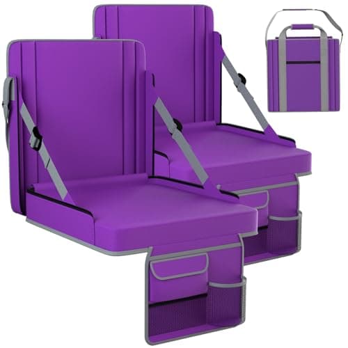 janiry Stadium Seats with Back Support 2PACKS Adjustable Bleacher Chairs with Back and Cushion Bleacher Seat with Cup Holder, Carry Handle & Shoulder Strap for Outdoor Sports Events, XL Large Purple - Image 1