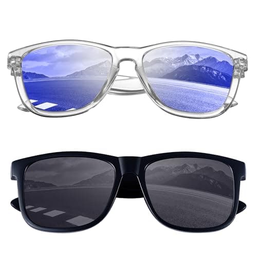 KesaPlan Classic Polarized Sunglasses Womens Mens, Trendy Retro Womens Sunglasses Men Driving Sun Glasses UV Protection(Purple Mirrored + Matte Black) - Image 1