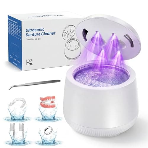 Xbeauty Ultrasonic Retainer Cleaner Machine, 48kHz Deep Cleaning Pod with 4 Timed Modes, 200mL Digital Display for Dentures, Mouth Guards, Braces, Aligners, Toothbrushes and Jewelry, White - Image 1