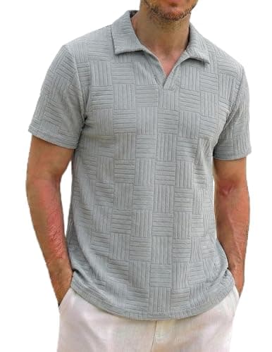 ZAFUL Mens Casual Shirts Clothes Mens Beach Shirts Breathable Lightweight Resort Wear Light Gray XL - Image 1