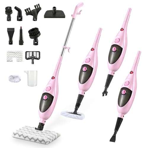 Moolan Steam Mops for Floor Cleaning, Steam mop for Hardwood Floors with Adjustable Steam & Double-Sided Pads, Floor Steamer for Laminate Floor, Tiles, Grout, Furniture (400ML Tank) - Image 1