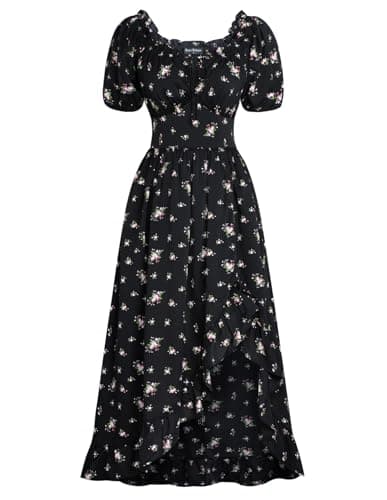 Scarlet Darkness Floral Dress Off Shoulder Summer Sundress Cottagecore Corset Dress Pink Flower S - Image 1