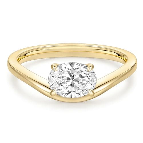 EAMTI 1.5CT Engagement Rings for Women Oval Cut CZ Bands Solitaire Cubic Zirconia Curved Wedding Promise Rings for Her Travel Ring 14K Gold Plated Size 9 - Image 1