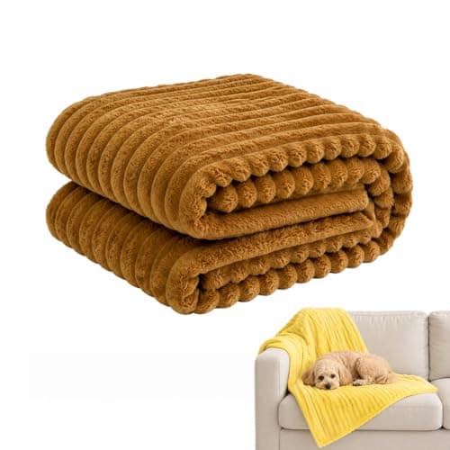 Emotional Support Blanket Yellow for Dogs Security Blanket, Calming Dog Blanket, Throw Rabbit Designed for Pets, Soft and Comfortable for Indoors Sofa (Dark Brown,78.7"x90.6") - Image 1
