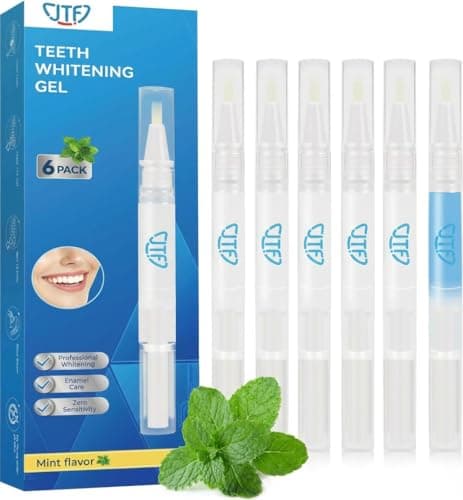 JTF Teeth Whitening Pen Kit: 35% Carbamide Peroxide Removes Stains from Coffee, Wine & Smoking, Safe for Sensitive Teeth & Gentle on Enamel - with 5 Whitening Pens and 1 Remineralization Gel, Mint - Image 1