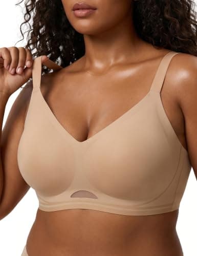 ASTWAWI Plus Size Invisible Bra Seamless Wireless Minimizer Jelly Bra No Underwire Supportive, Skin, XX-Large