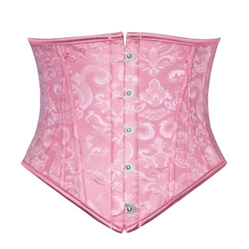 Scarlet Darkness Corset Belt for Women Underbust Satin Waist Training Cincher Corset Pink Jacquard Size 16 - Image 1