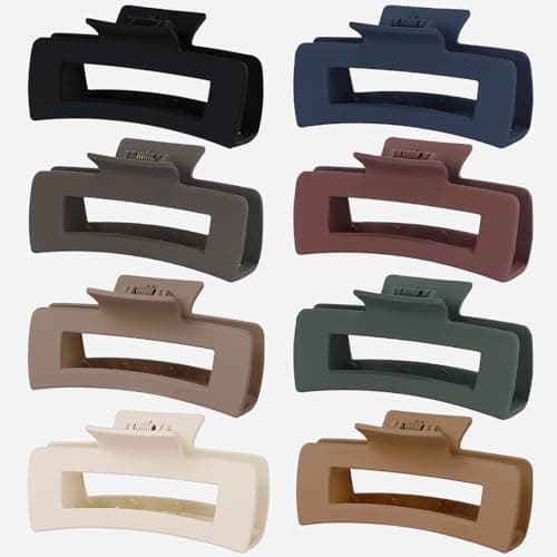 CHANDAT 8 Pcs Medium Hair Clips, 4.1 Inch Colorful - Hair Clips for Thick & Thin Hair, Square Claw Clips, Bulk Hair Accessories for Women and Girls(Deep Colorful) - Image 1
