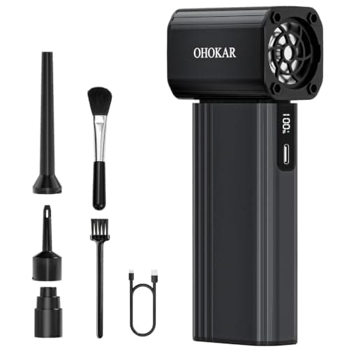 OHOKAR Electric Air Duster 160W, Metal Body 150000RPM Compressed Air Duster, 29.6Wh Rechargeable Cordless Mini Blower, 18W Fast Charging 4-Speed Electric Duster Dust Blower for PC, Keyboard, Car, Home