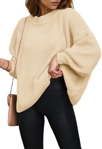 PRETTYGARDEN Womens Sweaters Spring 2026 Oversized Chunky Knitted Pullover Sweater Casual Long Sleeve Crewneck Cute Sweaters (Beige,Large) - Image 1