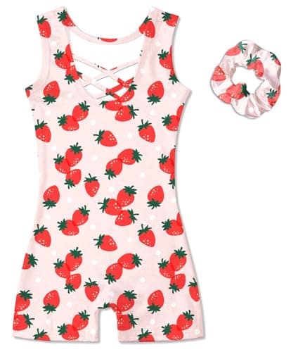 uideazone Gymnastics Leotard for Girls Size 7-8 Lightweight Quick Dry Biketard Unitard with Short for Dance Performance - Image 1
