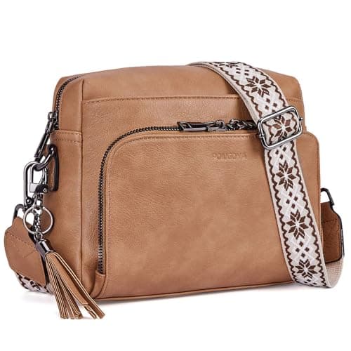 POIUGOYA Crossbody Purses for Women Trendy,Vegan Leather Medium Crossbody Bag,Women's Crossbody Travel Purse Built in Wallet - Image 1