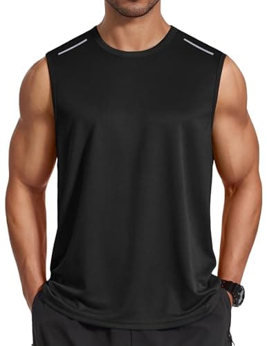 COOFANDY Mens Black Tank Top Mesh Athletic Sleeveless T Shirts Quick Dry Gym Tanks Lightweight Workout Muscle Shirt L - Image 1
