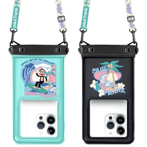 Paul Frank Waterproof Phone Pouch Floating, 2 Pack IPX8 Waterproof Phone Case with Lanyard for iPhone 17 16 15 14 Pro Max Galaxy S25 S24, Cellphone Dry Bag Beach Cruise Ship Essentials(up to 8.5")