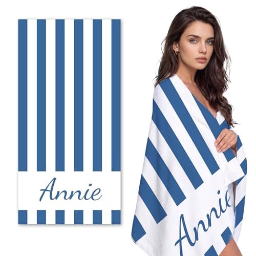 Custom Beach Towels - Personalize with Your Name! Ultra-soft, quick-drying material, perfect for adults and kids. Ideal for beach trips, pools, vacations, and summer fun! Great gift idea for families! - Image 1