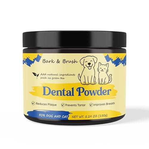 Bark & Brush Dental Powder for Dogs and Cats – Triple-Action Formula – Advanced Tartar & Plaque Remover – Natural Dog Breath Freshener Dog Toothpaste Topper (New Packaging) - Image 1