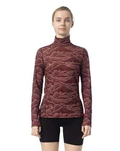 Leapstride Women's Slim Fit Turtleneck Performance Base Layer Long Sleeve Top with Mountain Print, Moisture-Wicking Fabric for Workouts & Outdoor Activities - Image 1