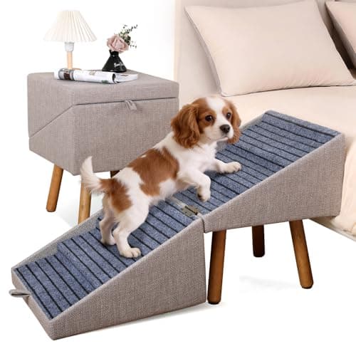 21.06”H Dog Stairs for High Bed, 6-Step Pet Stairs with Split Ottoman Design - Tall Dog Steps Convertible to Bedside Table Nightstand, Large Non-Slip Stairs for Big Medium Dogs to Bed - Image 1