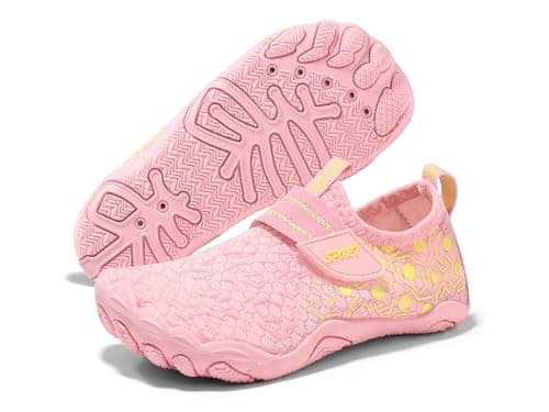 Coutgo Girls Water Shoes Slip On Hiking Outdoor Aqua Socks Quick Dry Lightweight Beach Swim Sports Shoes for Little Kids, Pink, Size 11 - Image 1