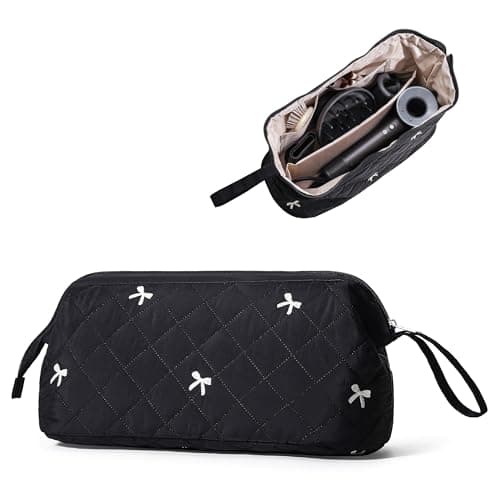AMZMA Hair Tools Travel Carrying Bag, Quilted Portable Hair Dryer Case, Hair Dryer/Curling Iron/Airstraight Attachment Organizer with Reinforced Handle and Removable Dividers - Image 1
