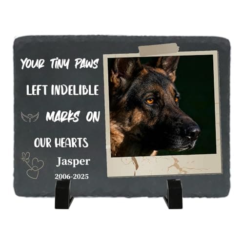 Umitive Dog Memorial Gifts for Loss of Dog, Personalized Pet Memorial Stone, Custom Dog Grave Marker with Name & Photo, Sympathy Gifts for Bereaved Pet Owners, Cemetery Decor (Style M) - Image 1