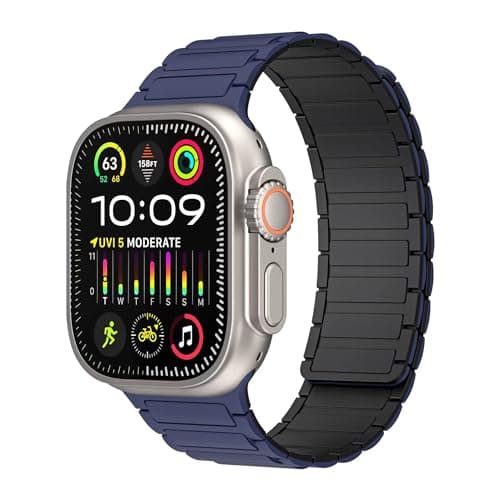 Magnetic watchband Compatible with Apple Watch Ultra 3/2/1 Band 42mm 41mm 40mm 38mm Sport Silicone Replacement Wristband Strong Magnet link for iWatch Series 11/10/9/8/7/6/5/4/3/2/1 SE 3/2/1,Blue - Image 1