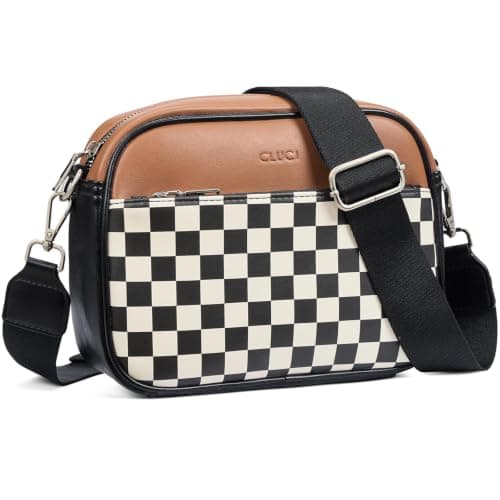 CLUCI Checkered Crossbody Bag for Women,Vegan Leather Shoulder Handbags,Purses for Women with Adjustable Wide Strap - Image 1