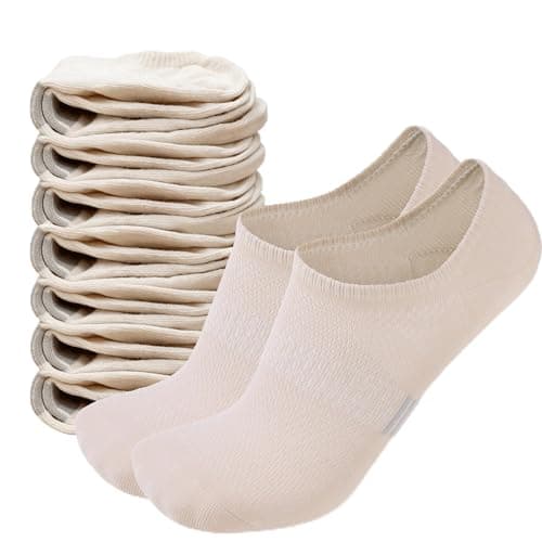 Sunew No Show Socks Women Men Stay Put Low Cut Invisible Socks 8 Pairs Beige Medium - Image 1