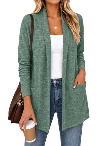 QIXING Spring WQIXING Spring Womens Cardigans Lightweight Plus Size Cardigans Loose Long with Pockets Casual Fashion - Image 1