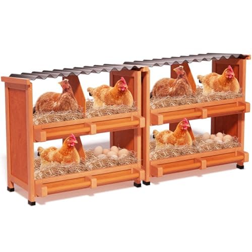 Yhhdjc 8-Compartment Chicken Nesting Boxes for Laying Eggs, Premium Pine Wood Design Without Sharp Edges, Weather-Resistant Sloped PVC Roof Laying Boxes for Hens, Spacious for Large Breeds - Image 1