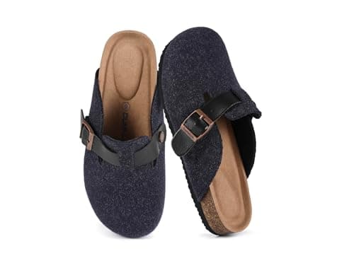 Dumalum Women's Suede Clog Mules Arch Support Potato Shoes with Comfort Cork Footbed - Navy Clogs for Women Men Unisex Antislip Slippers Sandals 7 - Image 1