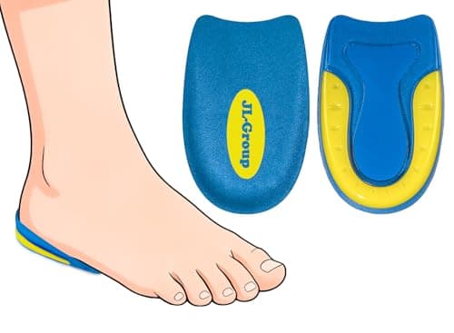 JL-Group Non-Shifting Kids Heel Cups for Sever's Disease Pain Relief, Durable Shock Absorbing Gel Inserts for Active Boys & Girls, Satys in Place for Cleats Sneakers (Blue - 1 Pair, Kid's Size 3-7) - Image 1