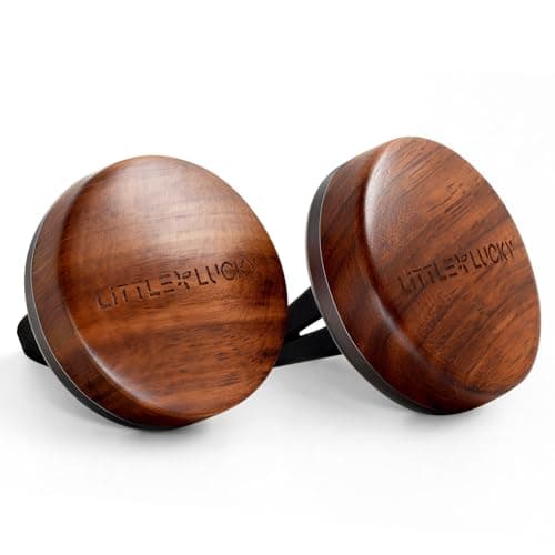 Littlelucky Car Air Freshener, 2 PCS North America Walnut Wood, Car Air Freshener Vent Clip for Hidden Air Vent etc, 4 PCS Scent Refills, 2 Natural Plant Extract Fragrance Long-lasting for 120 Days