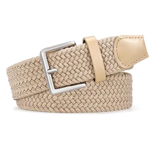 JASGOOD Braided Belt Women Stretch Woven Belts for Golf Elastic Casual 1 3/8" Jeans Shorts Pants - Image 1