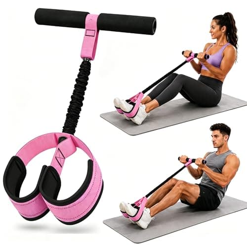 Pedal Resistance Band with Handle, Upgraded 55LBS Pedal Puller Resistance Bands for Abdomen, Waist, Arm, Leg Workout, Portable Sit Up Exercise Equipment for Women, Physical Therapy (Pink) - Image 1