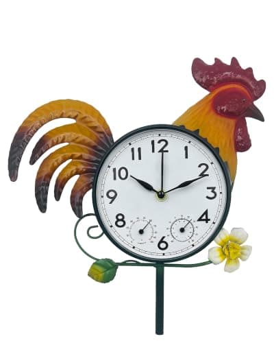 Verdosphire Rooster Outdoor Clock with Thermometer & Hygrometer - Image 1