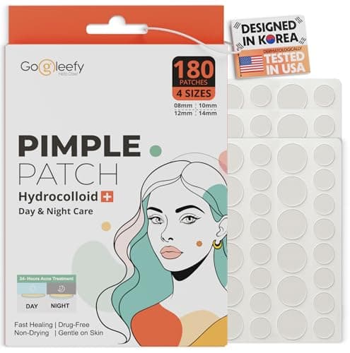 GoGleefy Pimple Patches for Face – Day & Night Acne Patches for Fast Healing, Skin Clarity – Invisible Hydrocolloid Patches, Waterproof Spot Treatment – All Skin Types Zit Patches of 60/120/180 - Image 1