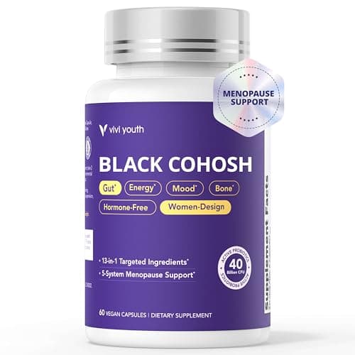 VIVI Youth Menopause Supplements for Women with Black Cohosh 5:1 Extract - Hormone Harmony for Hot Flashes, Night Sweats, Mood Swings & Bloating - 30 Servings - Image 1