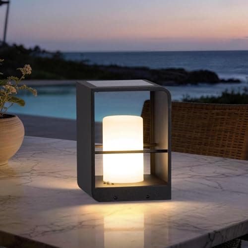 MVBT 11" Tall Solar Lanterns, 3000K LED Outdoor Table Lamp Waterproof, Modern Solar Floor Lamp, Landscape Outdoor Lights Solar Powered Lantern, Dusk to Dawn Patio Light for Yard Deck Path Garden Pool - Image 1