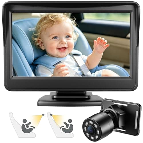 FEISIKE Car Baby Camera, 4.3'' HD Infrared Night Vision Function Baby Car Camera Display, Backseat Camera for Kid with 150° Wide View & 360° Rotatable Easy Installation in 5 Mins Rear Facing Mirrors - Image 1