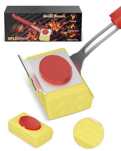 Grill Brush Bristle Free, Steam Grill Cleaning Brush with Scraper, One-Fit-All for All Grate Type, BBQ and Teppanyaki Accessories Cleaner for Outdoor, Two Replaceable Heads - Image 1